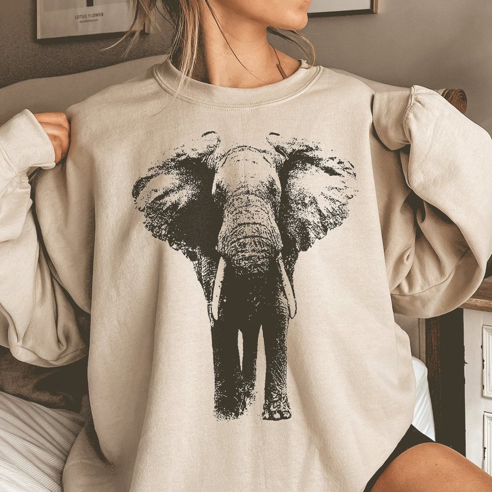 Elephant Sweatshirt, Elephant Lover, Elephant Gift, Cute Elephant Sweatshirt Tee
